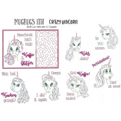 Stickserie ITH - Crazy Unicorn Mug Rugs 2